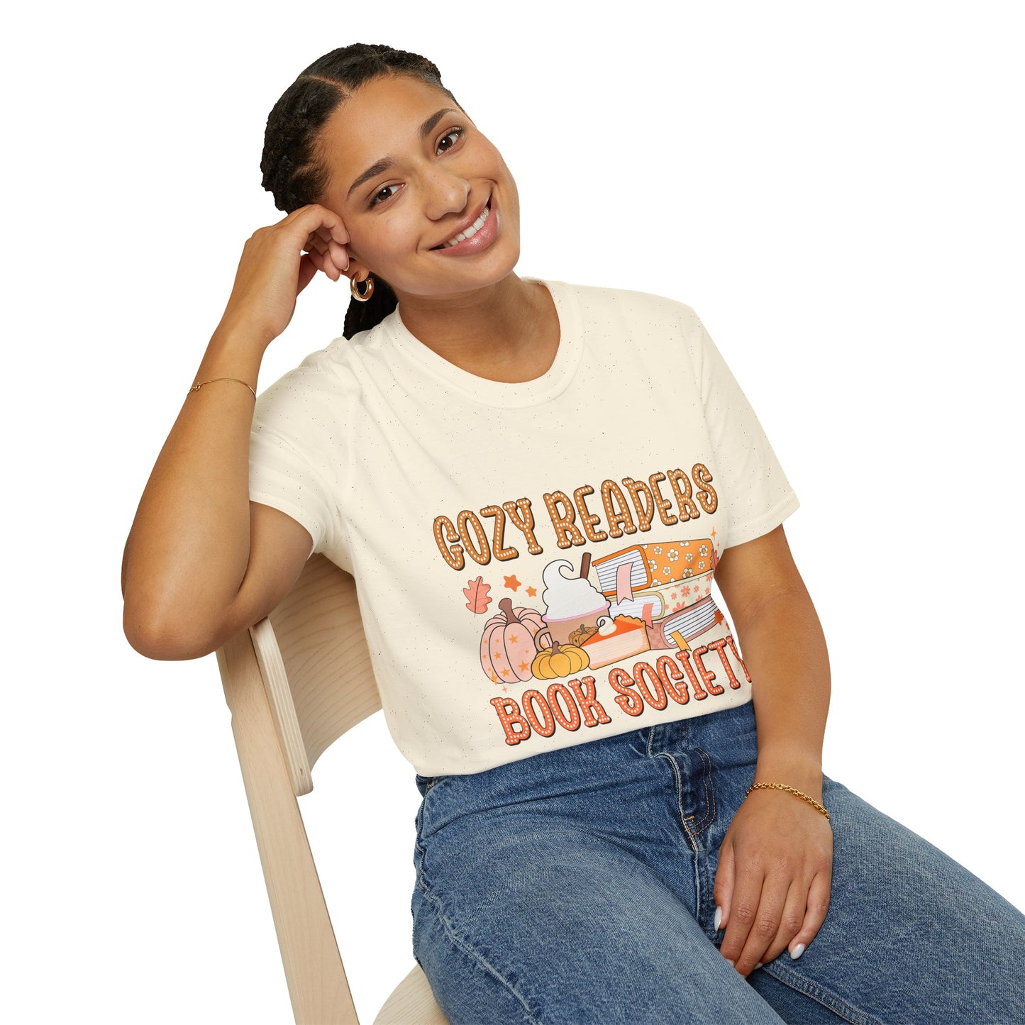Cozy Readers Book Society T-Shirt, Unisex Softstyle Tee, Fall Reading Shirt, Gift for Book Lovers, Cozy Vibes Apparel