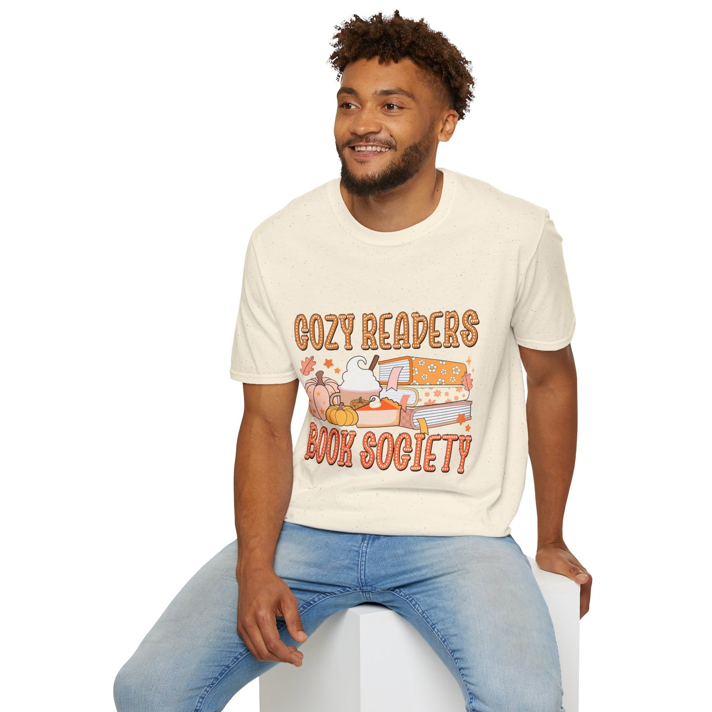Cozy Readers Book Society T-Shirt, Unisex Softstyle Tee, Fall Reading Shirt, Gift for Book Lovers, Cozy Vibes Apparel