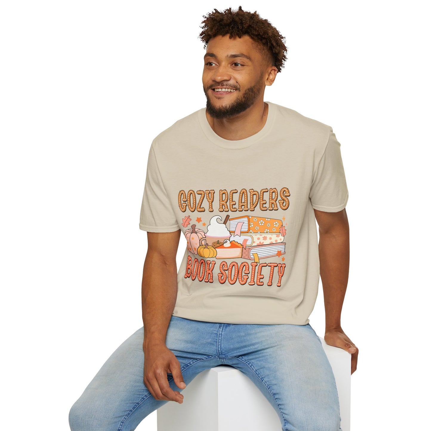 Cozy Readers Book Society T-Shirt, Unisex Softstyle Tee, Fall Reading Shirt, Gift for Book Lovers, Cozy Vibes Apparel