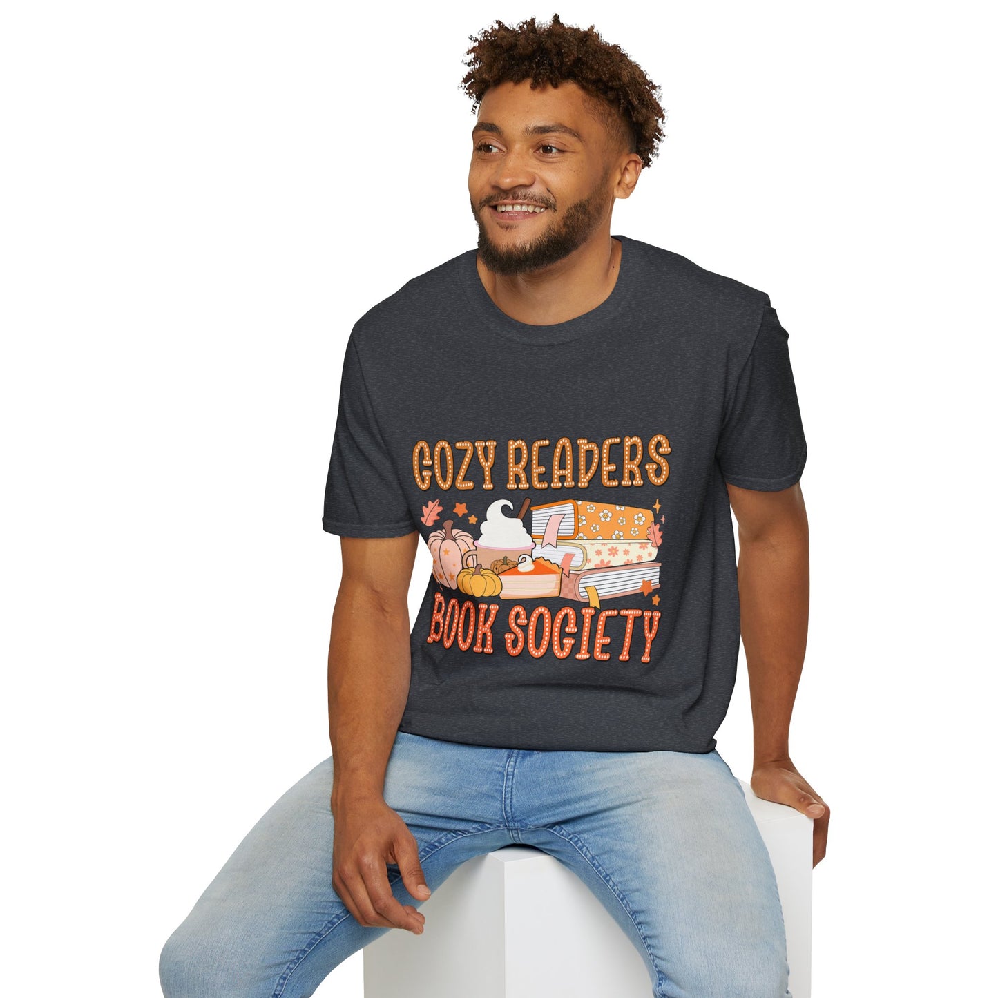 Cozy Readers Book Society T-Shirt, Unisex Softstyle Tee, Fall Reading Shirt, Gift for Book Lovers, Cozy Vibes Apparel
