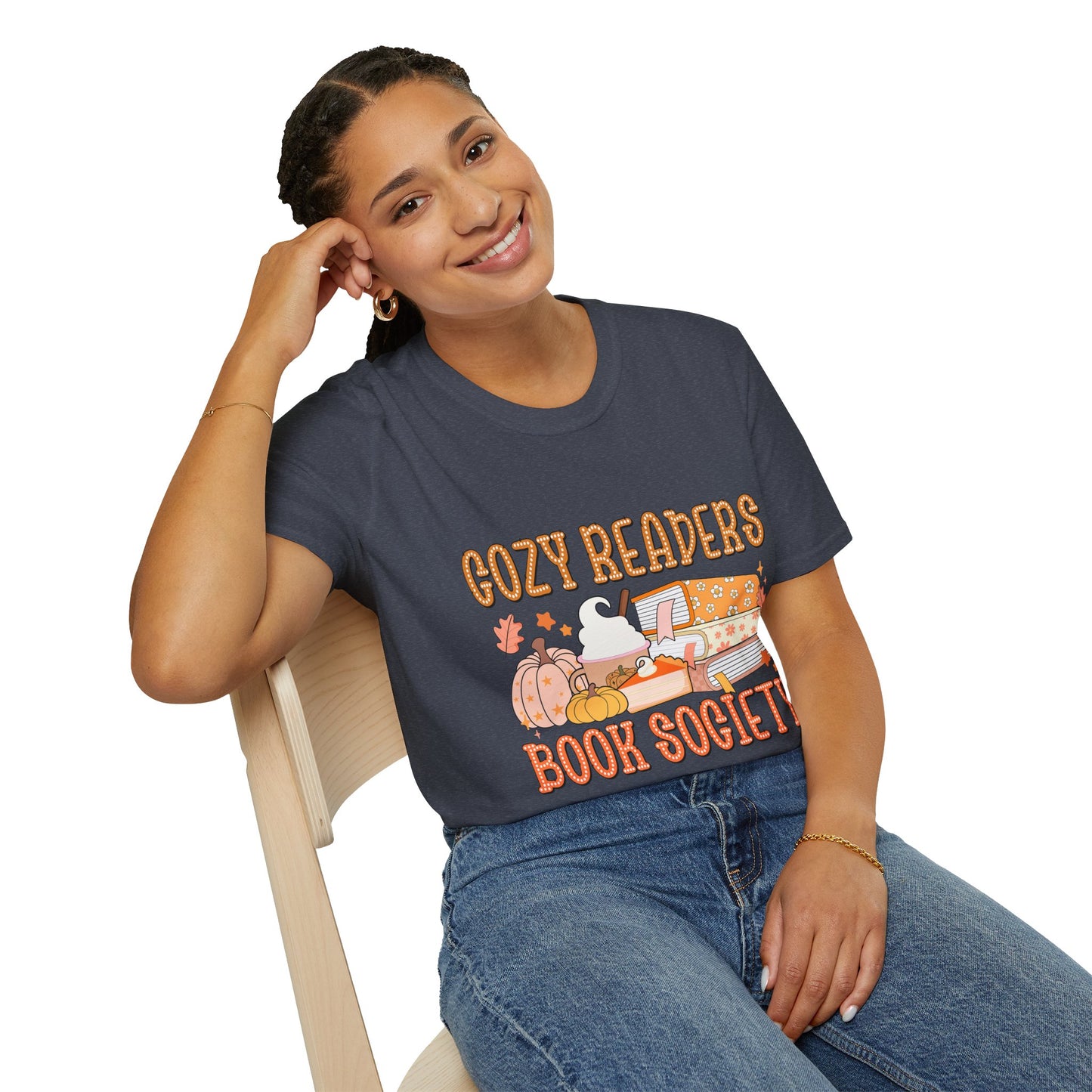 Cozy Readers Book Society T-Shirt, Unisex Softstyle Tee, Fall Reading Shirt, Gift for Book Lovers, Cozy Vibes Apparel