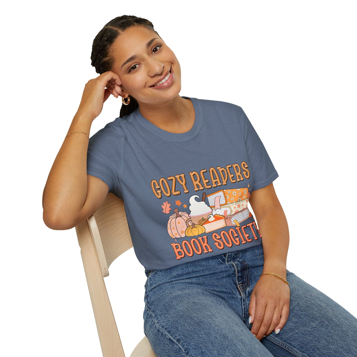 Cozy Readers Book Society T-Shirt, Unisex Softstyle Tee, Fall Reading Shirt, Gift for Book Lovers, Cozy Vibes Apparel
