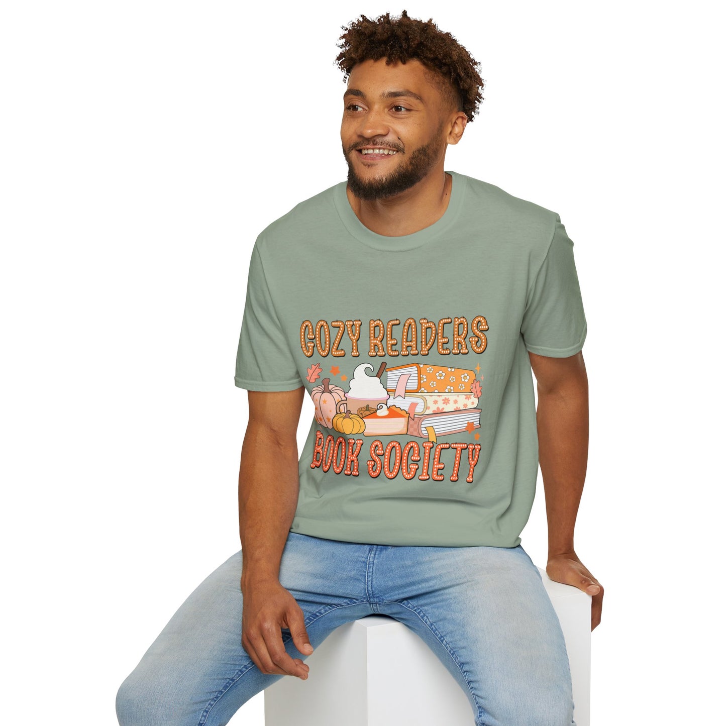 Cozy Readers Book Society T-Shirt, Unisex Softstyle Tee, Fall Reading Shirt, Gift for Book Lovers, Cozy Vibes Apparel