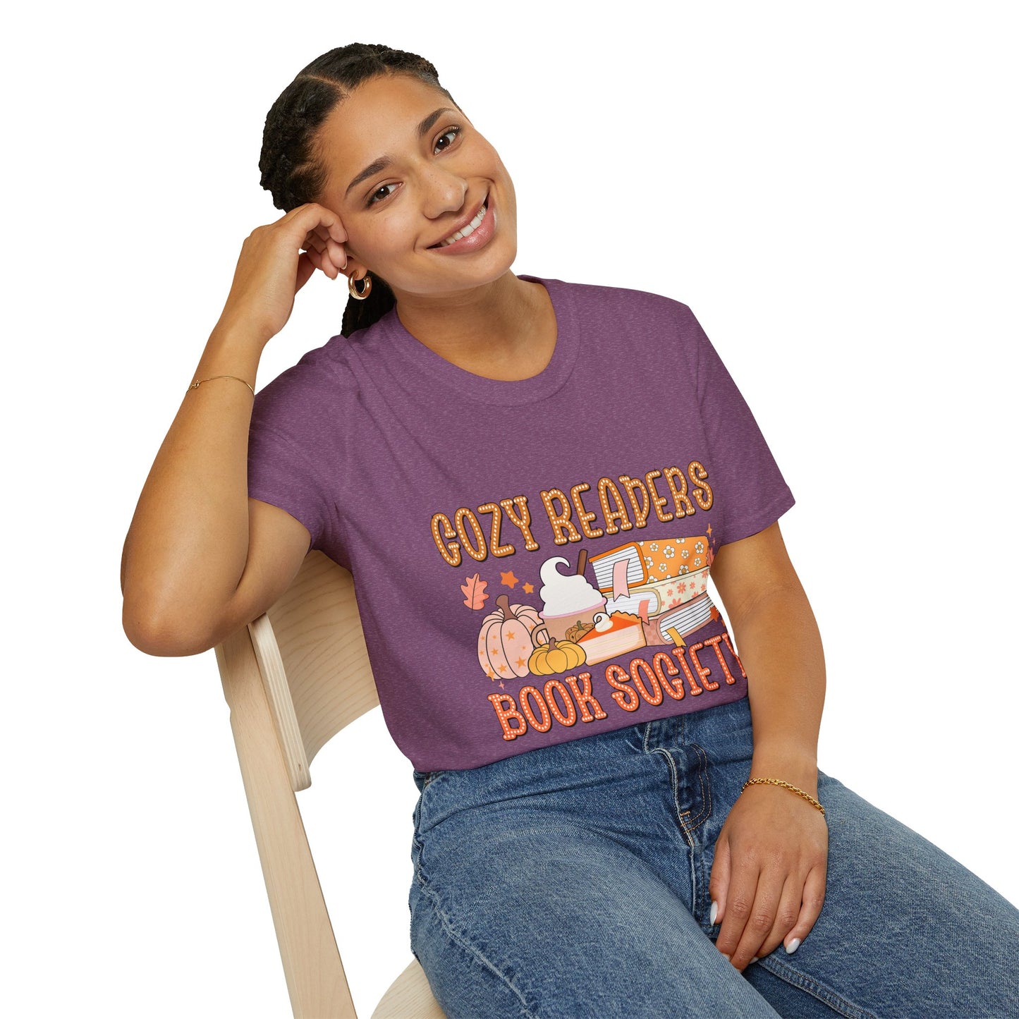 Cozy Readers Book Society T-Shirt, Unisex Softstyle Tee, Fall Reading Shirt, Gift for Book Lovers, Cozy Vibes Apparel