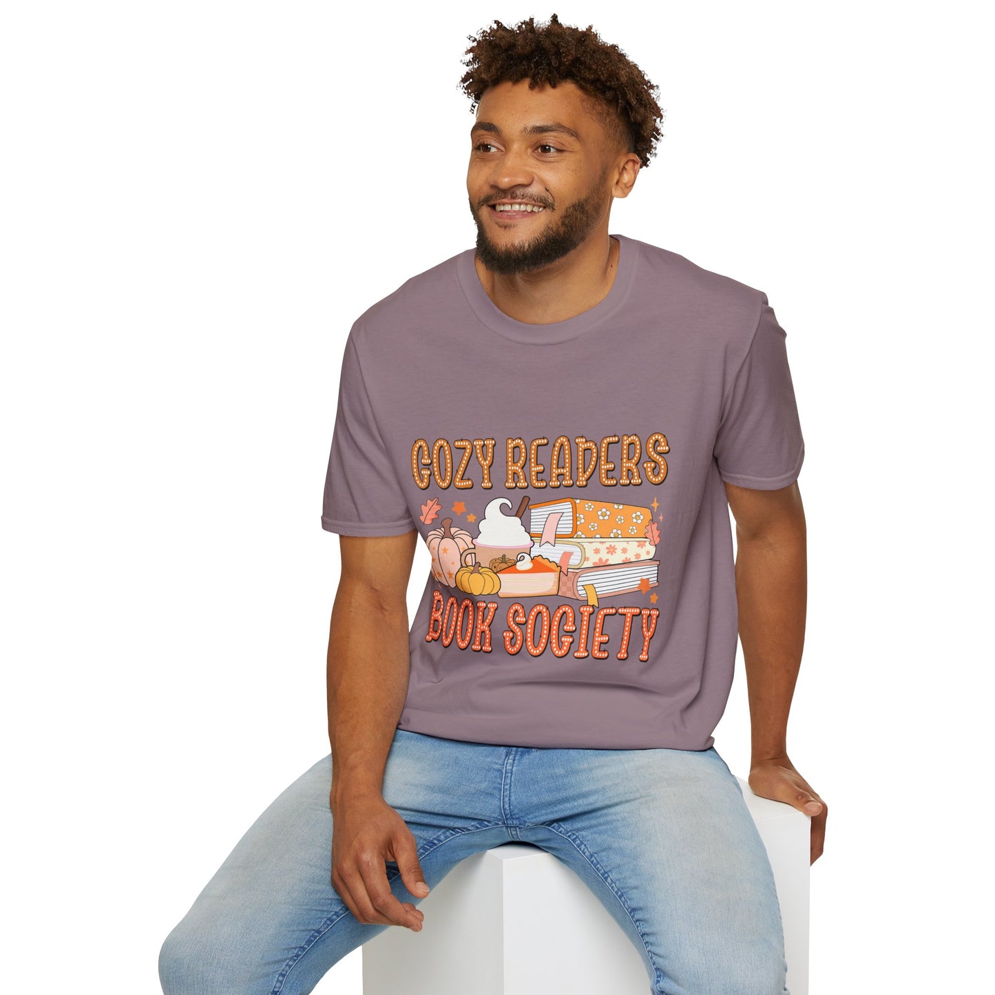 Cozy Readers Book Society T-Shirt, Unisex Softstyle Tee, Fall Reading Shirt, Gift for Book Lovers, Cozy Vibes Apparel