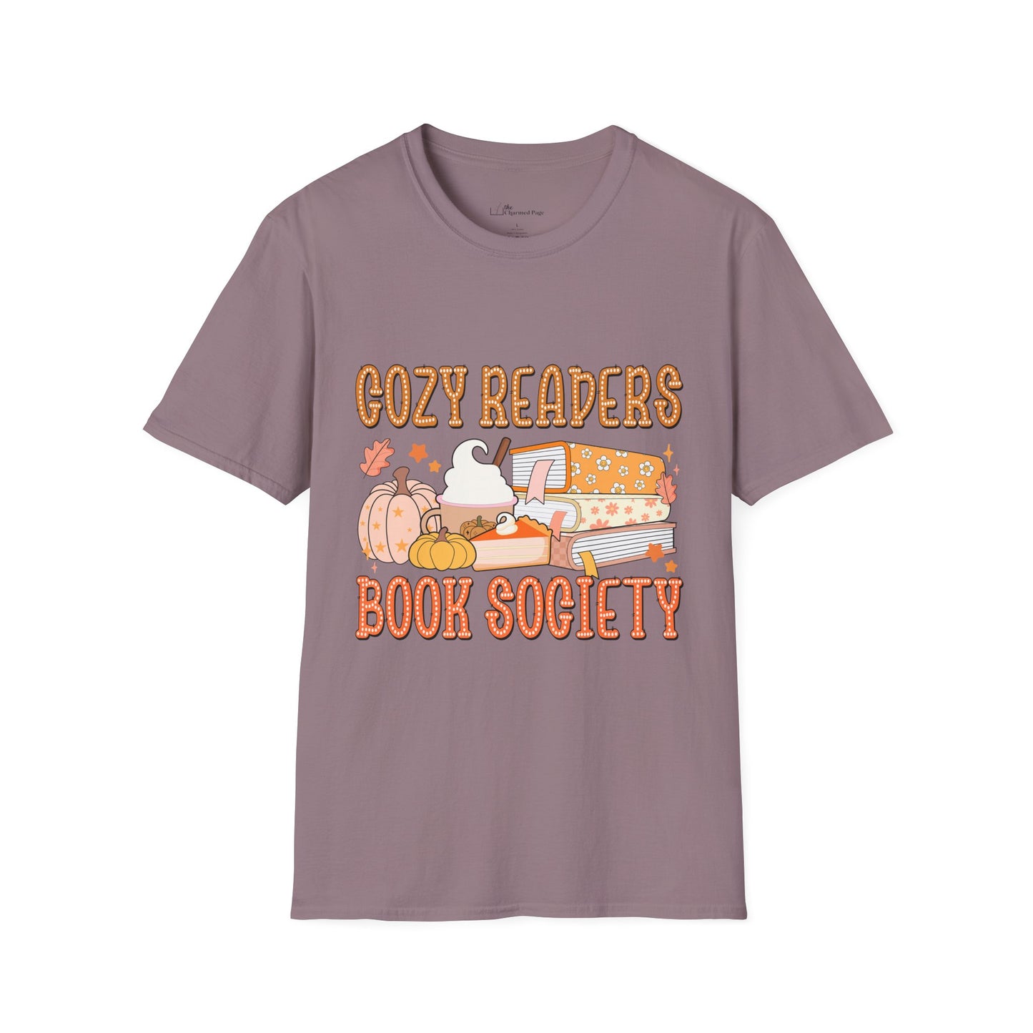 Cozy Readers Book Society T-Shirt, Unisex Softstyle Tee, Fall Reading Shirt, Gift for Book Lovers, Cozy Vibes Apparel