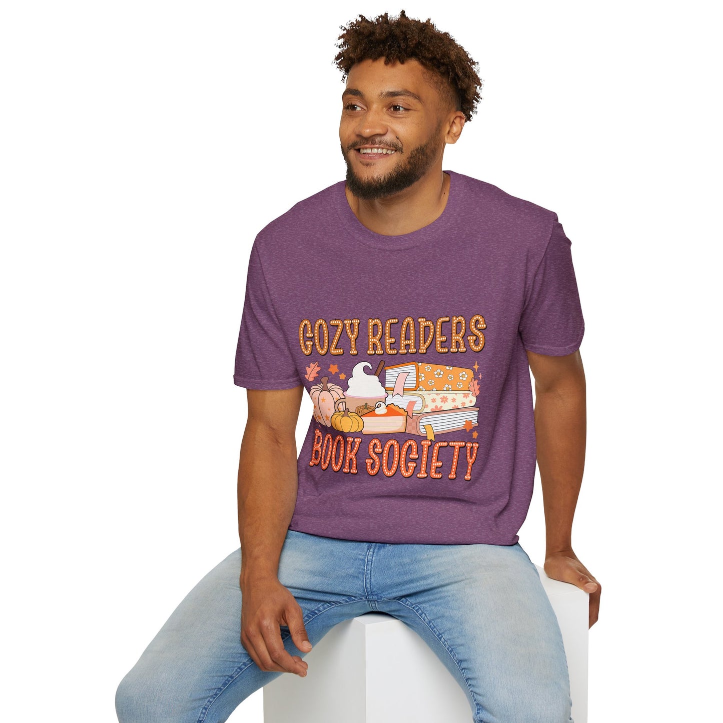 Cozy Readers Book Society T-Shirt, Unisex Softstyle Tee, Fall Reading Shirt, Gift for Book Lovers, Cozy Vibes Apparel