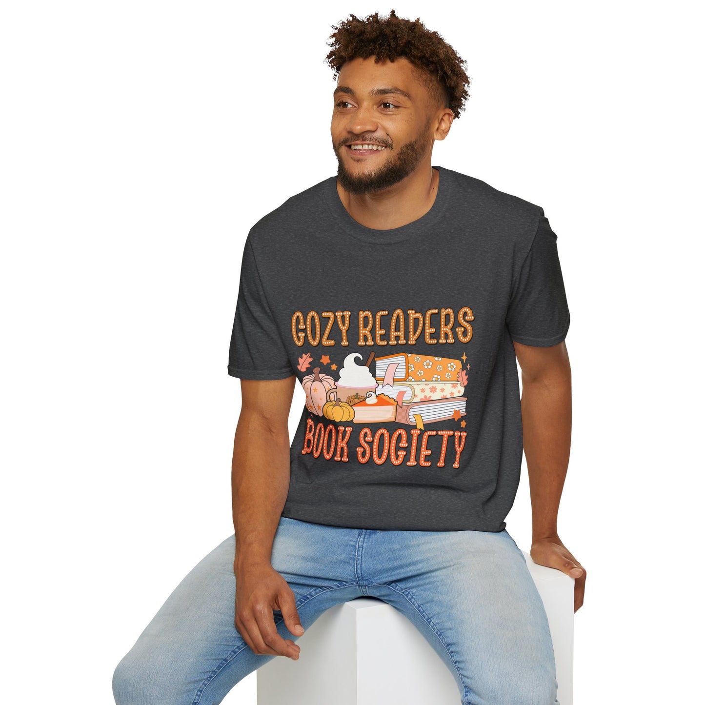 Cozy Readers Book Society T-Shirt, Unisex Softstyle Tee, Fall Reading Shirt, Gift for Book Lovers, Cozy Vibes Apparel
