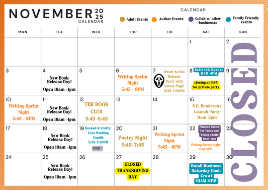 November 2025 Events Calendar