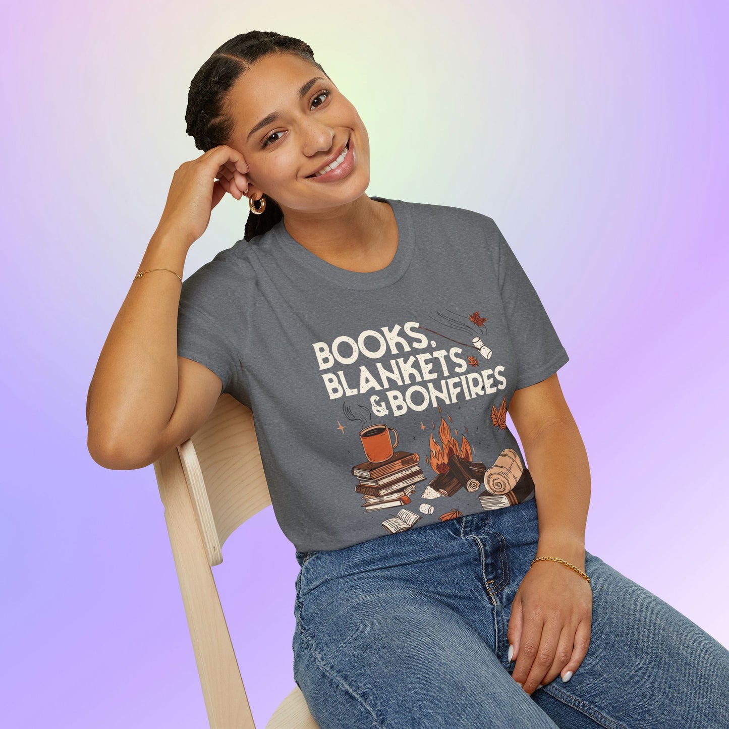 Fall Books Blankets Bonfires Unisex T-Shirt