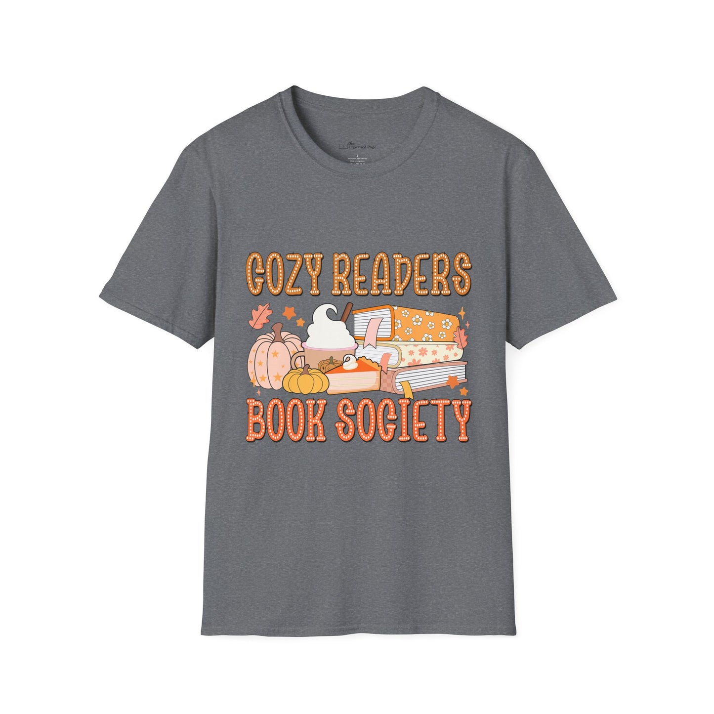 Cozy Readers Book Society T-Shirt, Unisex Softstyle Tee, Fall Reading Shirt, Gift for Book Lovers, Cozy Vibes Apparel