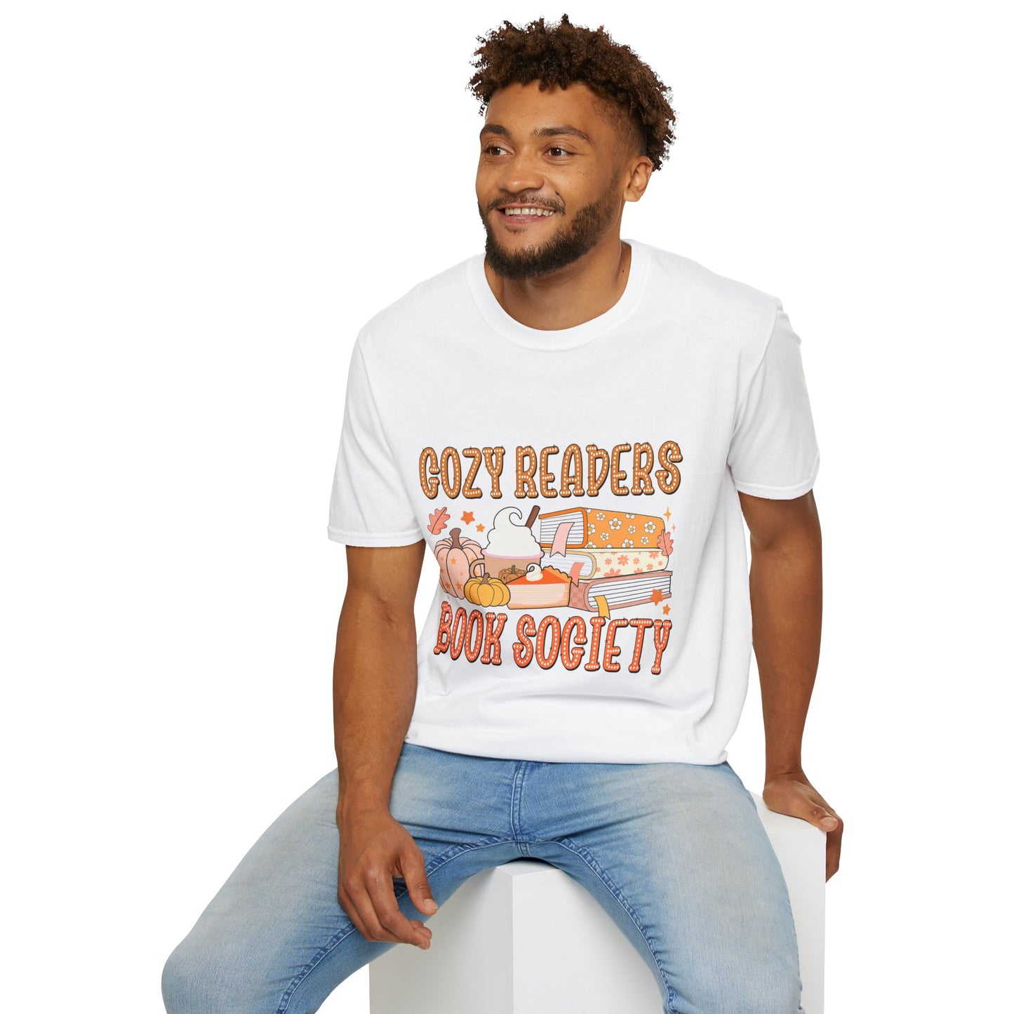 Cozy Readers Book Society T-Shirt, Unisex Softstyle Tee, Fall Reading Shirt, Gift for Book Lovers, Cozy Vibes Apparel
