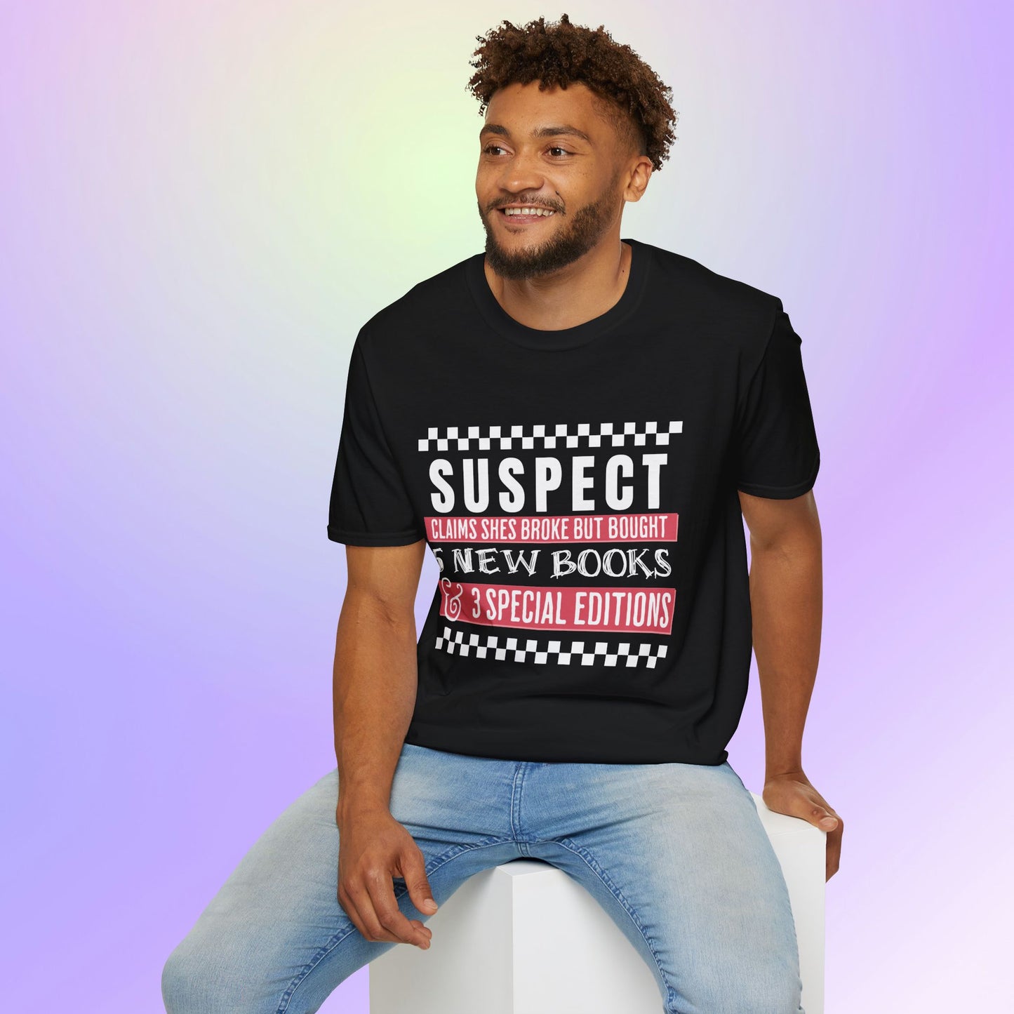 Suspect Claims to Be Broke Unisex Book Lover T-Shirt