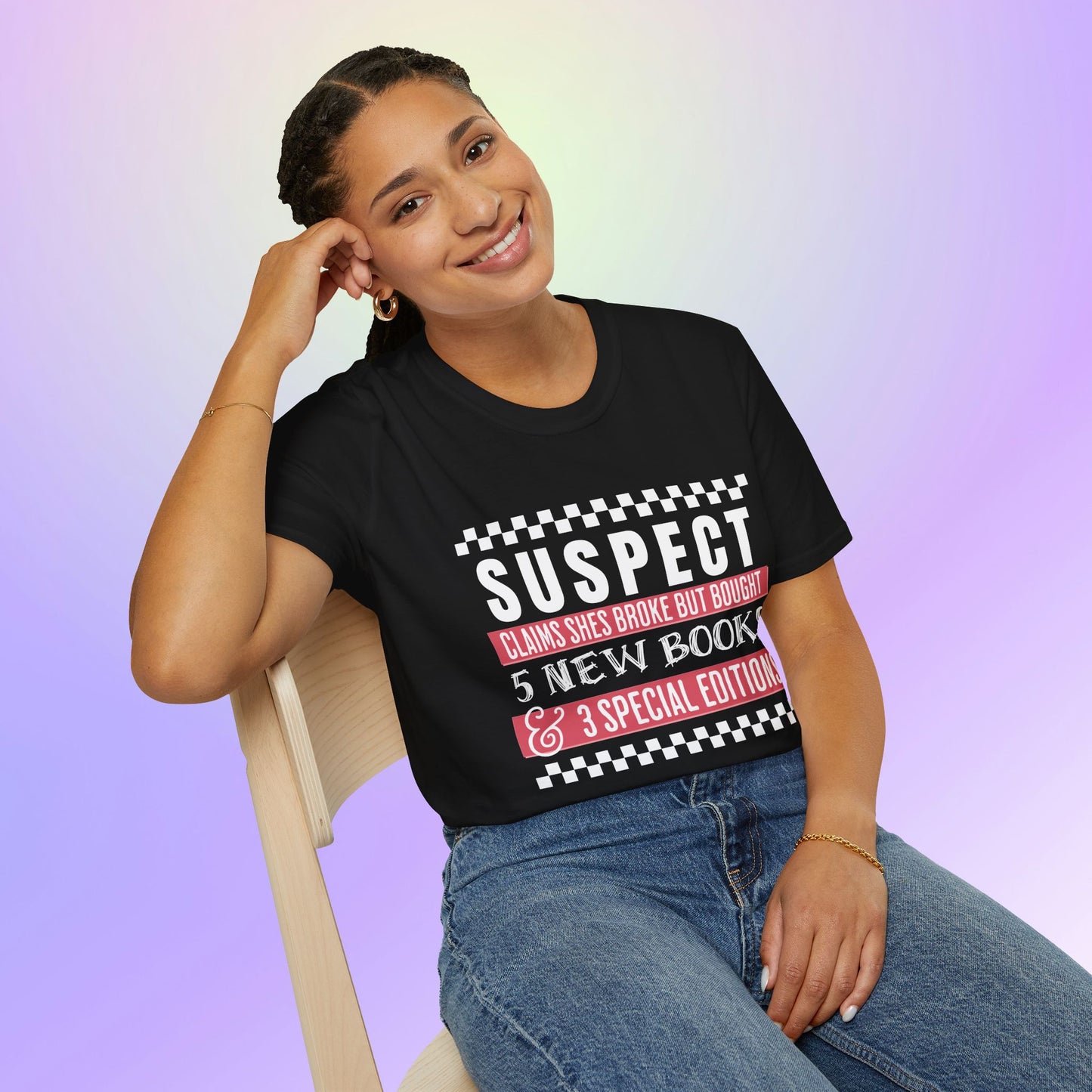 Suspect Claims to Be Broke Unisex Book Lover T-Shirt