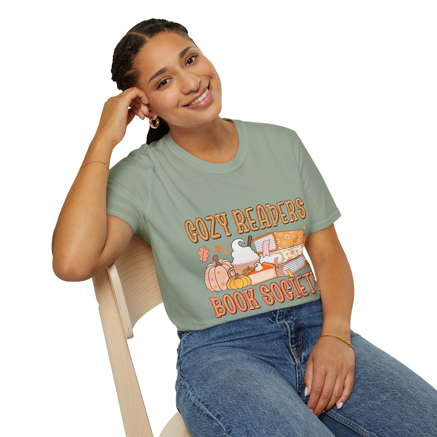 Cozy Readers Book Society T-Shirt, Unisex Softstyle Tee, Fall Reading Shirt, Gift for Book Lovers, Cozy Vibes Apparel