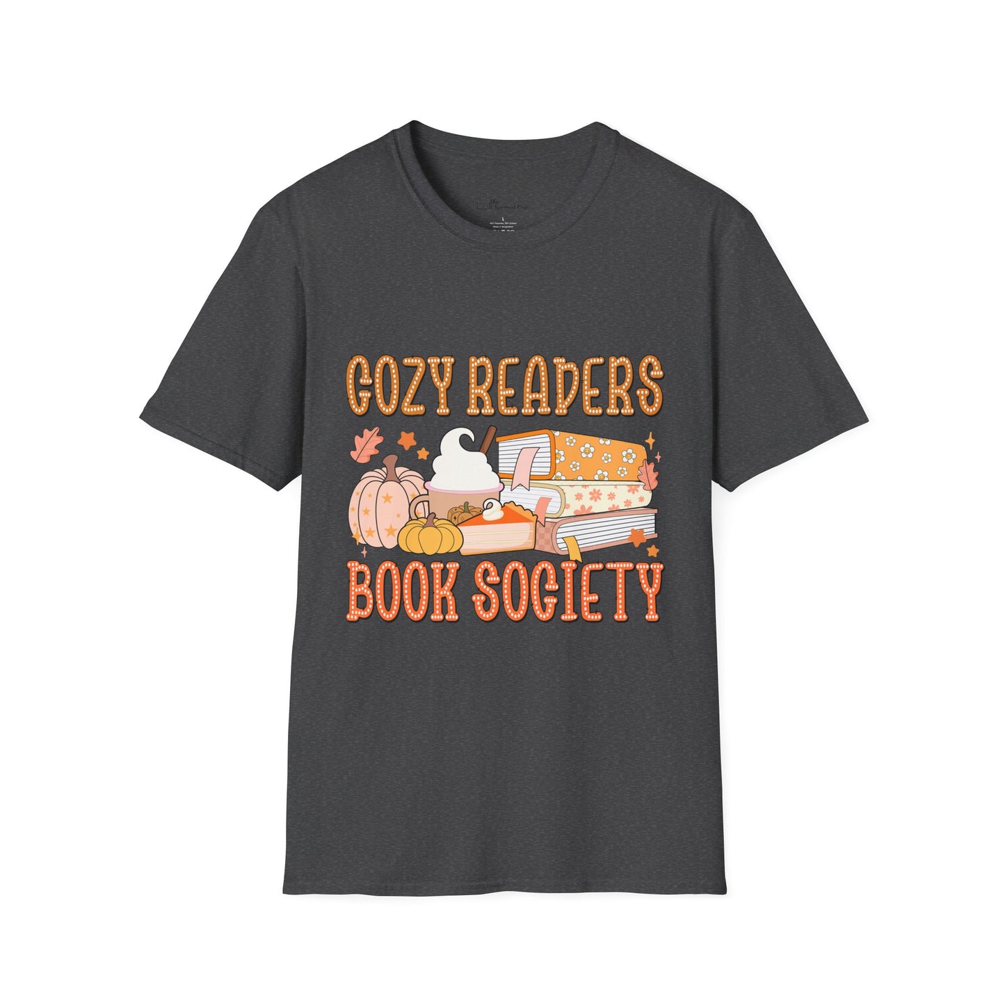 Cozy Readers Book Society T-Shirt, Unisex Softstyle Tee, Fall Reading Shirt, Gift for Book Lovers, Cozy Vibes Apparel