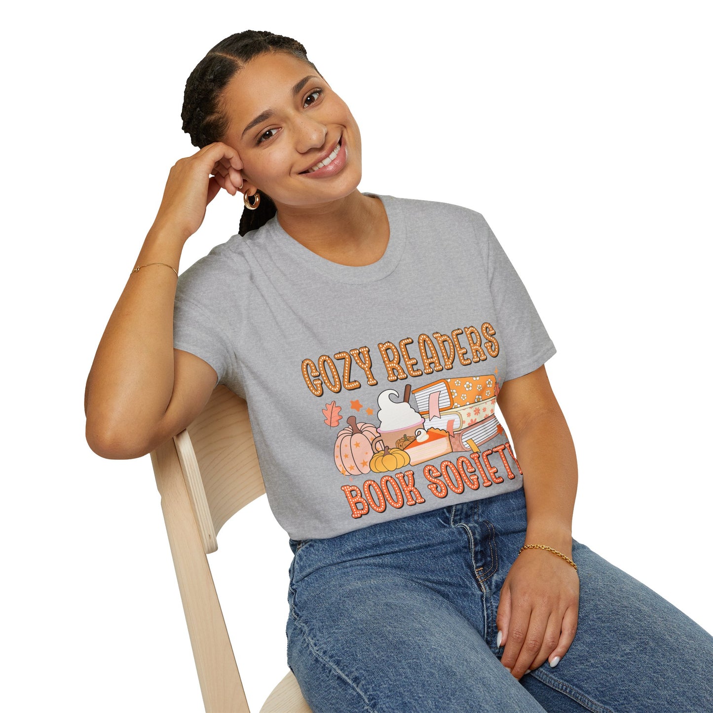 Cozy Readers Book Society T-Shirt, Unisex Softstyle Tee, Fall Reading Shirt, Gift for Book Lovers, Cozy Vibes Apparel