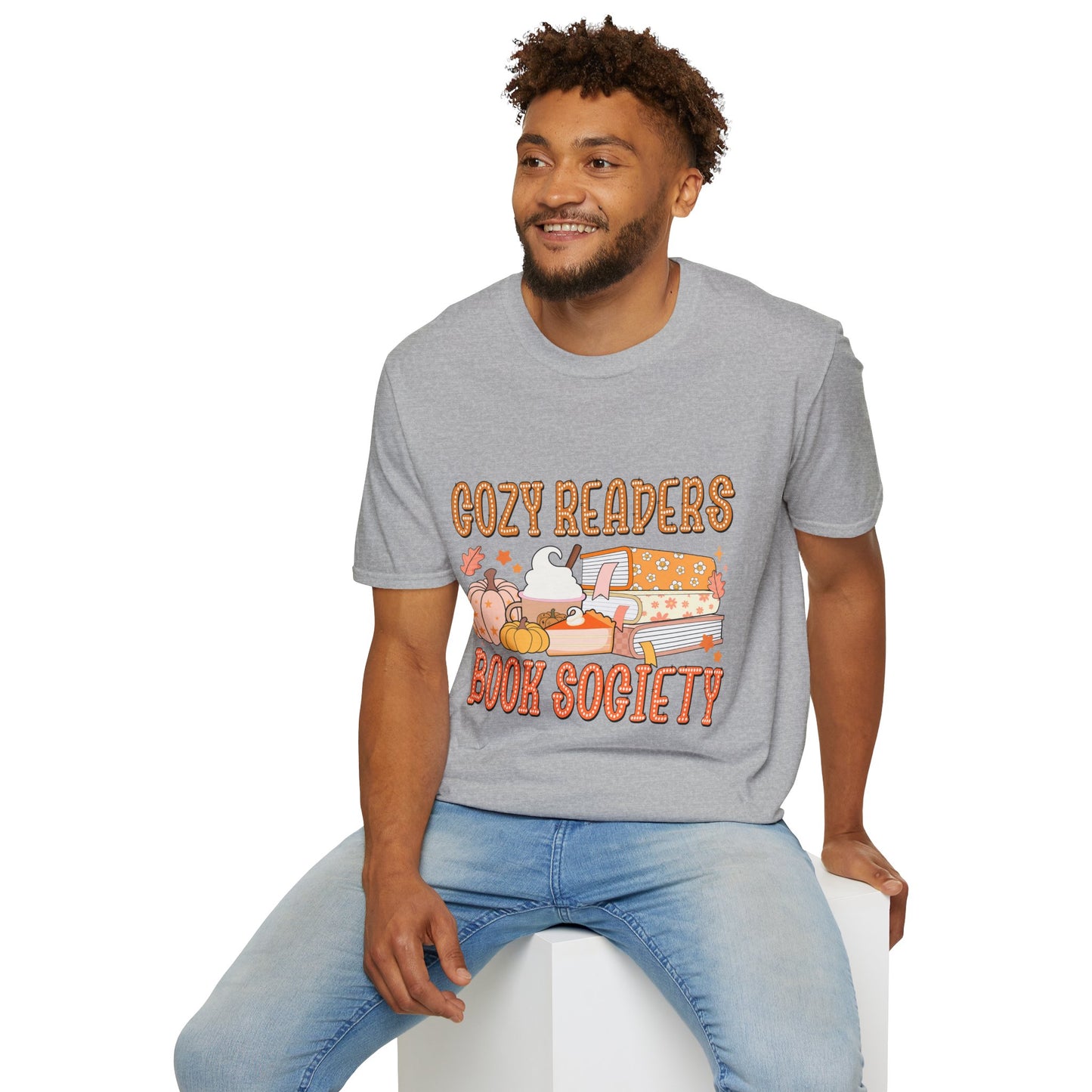 Cozy Readers Book Society T-Shirt, Unisex Softstyle Tee, Fall Reading Shirt, Gift for Book Lovers, Cozy Vibes Apparel