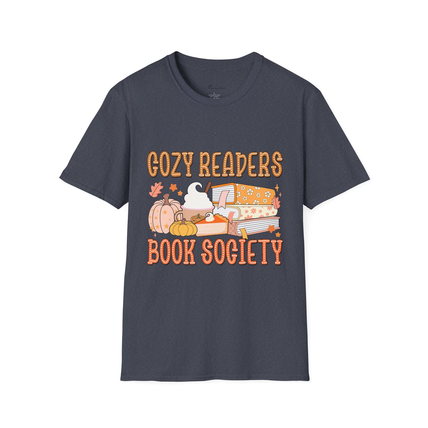 Cozy Readers Book Society T-Shirt, Unisex Softstyle Tee, Fall Reading Shirt, Gift for Book Lovers, Cozy Vibes Apparel
