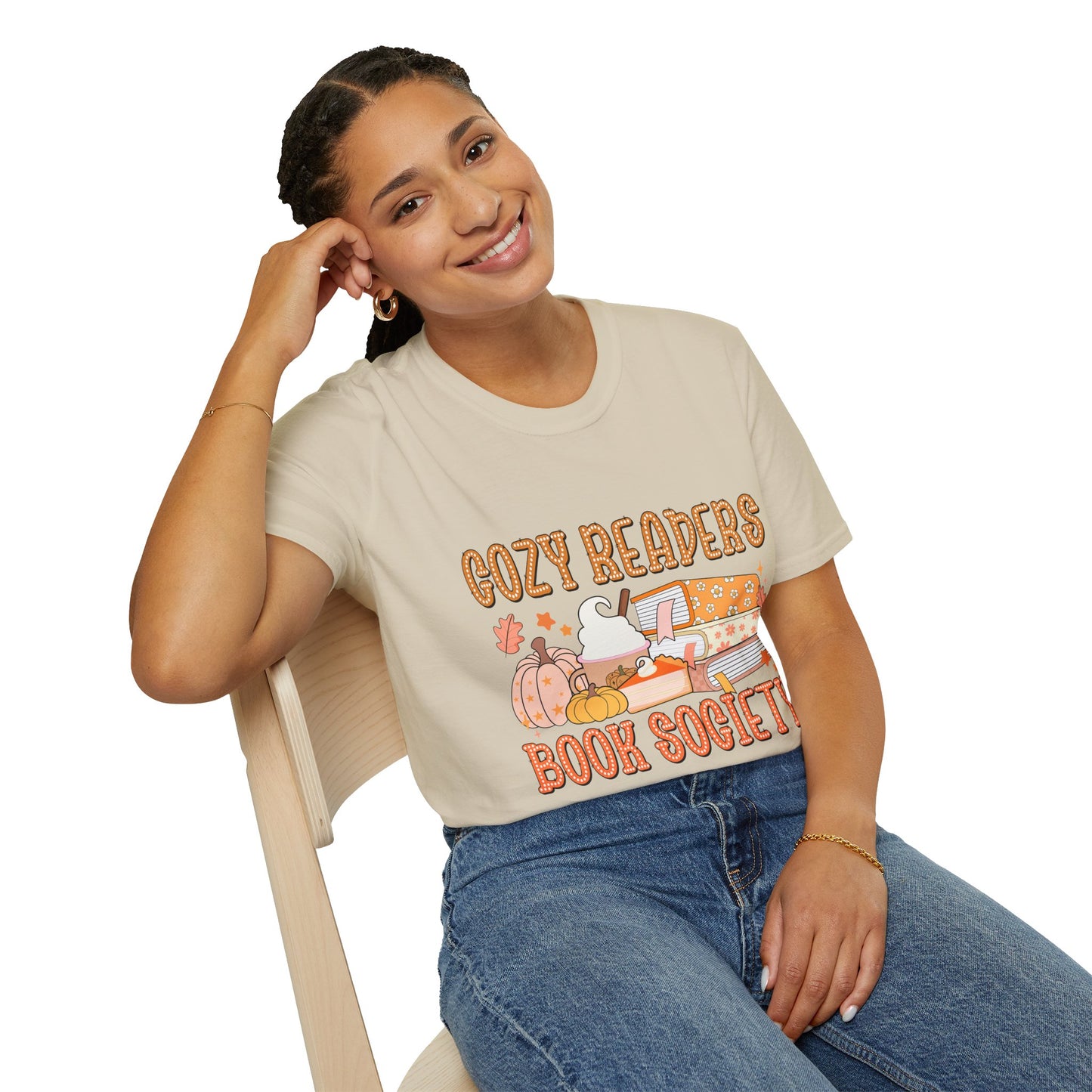 Cozy Readers Book Society T-Shirt, Unisex Softstyle Tee, Fall Reading Shirt, Gift for Book Lovers, Cozy Vibes Apparel