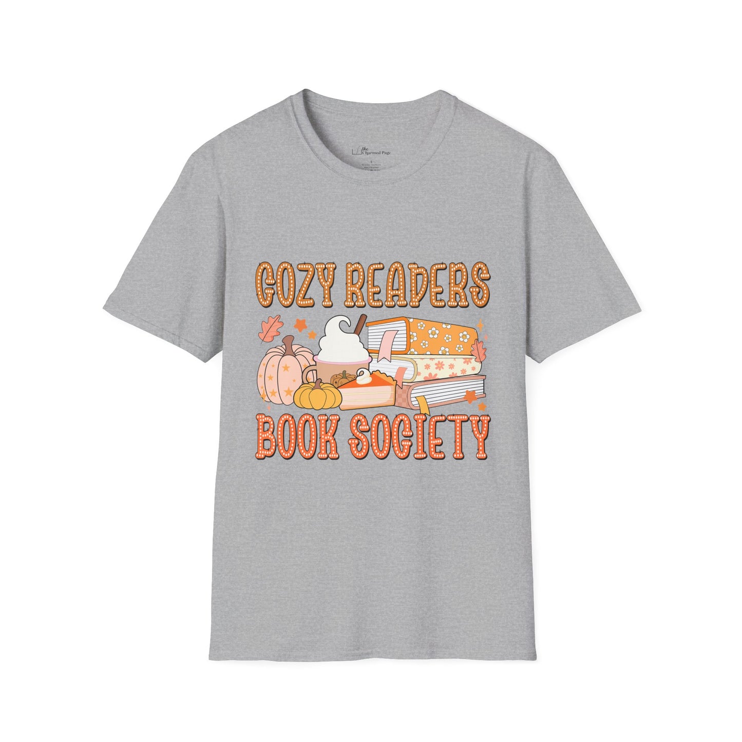 Cozy Readers Book Society T-Shirt, Unisex Softstyle Tee, Fall Reading Shirt, Gift for Book Lovers, Cozy Vibes Apparel