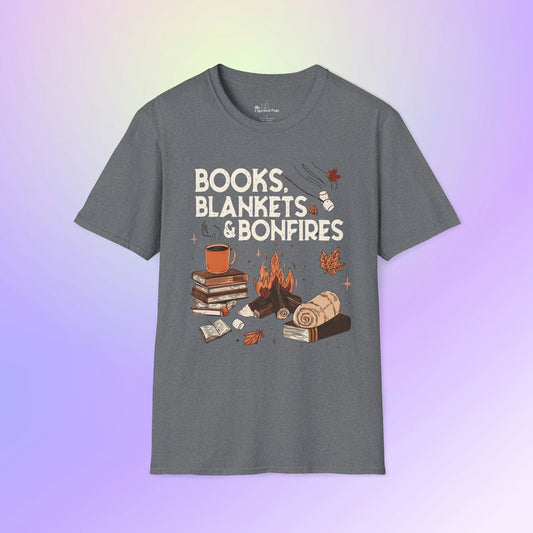 Fall Books Blankets Bonfires Unisex T-Shirt