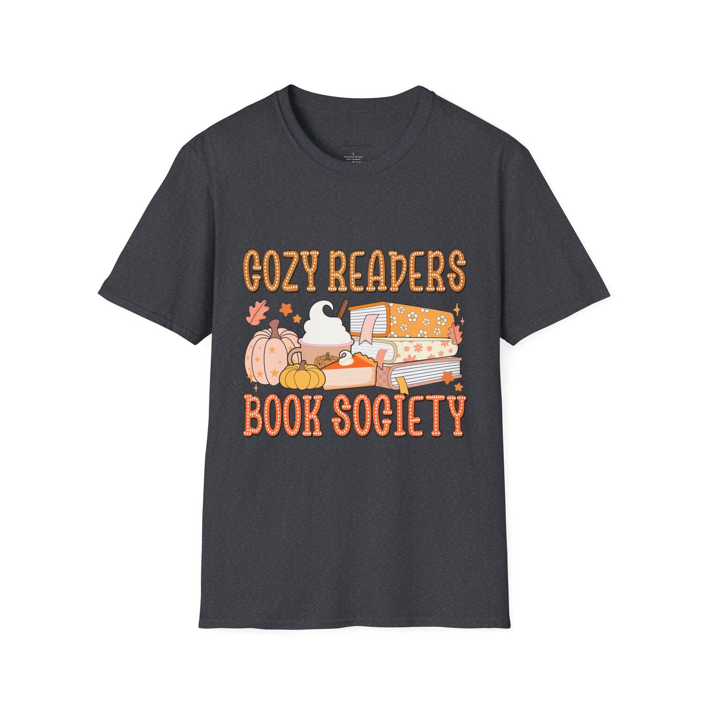 Cozy Readers Book Society T-Shirt, Unisex Softstyle Tee, Fall Reading Shirt, Gift for Book Lovers, Cozy Vibes Apparel