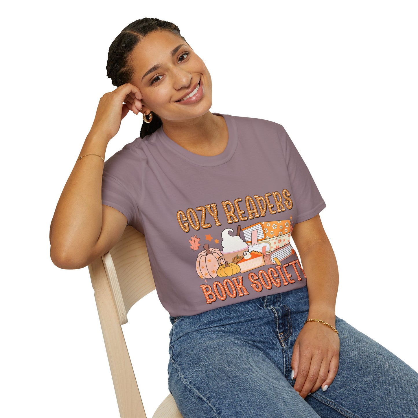 Cozy Readers Book Society T-Shirt, Unisex Softstyle Tee, Fall Reading Shirt, Gift for Book Lovers, Cozy Vibes Apparel