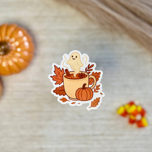 Cozy Halloween Coffee & Pumpkin Spice Ghost Sticker